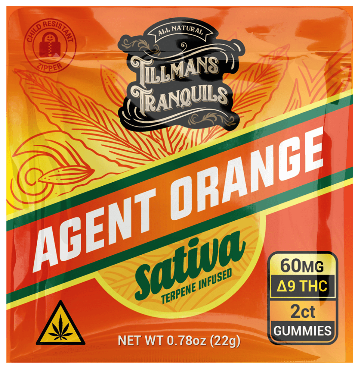 Tillmans Tranquils High Potency THC Gummies 30mg 2pk / Agent Orange (Sativa)